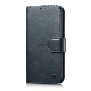  2w1 etui skórzany pokrowiec z klapką iPhone 14 Plus Anti-RFID Oil Wax Wallet Case niebieski - zdj. dodatkowe 1