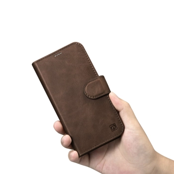  2w1 etui skórzany pokrowiec z klapką iPhone 14 Pro Max Anti-RFID Oil Wax Wallet Case ciemno-brązowy - zdj. dodatkowe 10