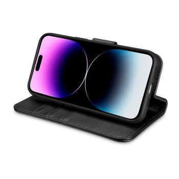  2w1 etui skórzany pokrowiec z klapką iPhone 14 Pro Anti-RFID Wallet Case czarny - zdj. dodatkowe 8