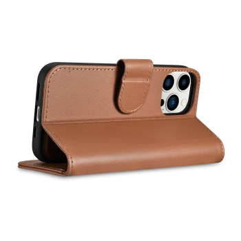  2w1 etui skórzany pokrowiec z klapką iPhone 14 Pro Anti-RFID Wallet Case brązowy - zdj. dodatkowe 6