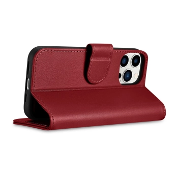  2w1 etui skórzany pokrowiec z klapką iPhone 14 Pro Anti-RFID Wallet Case czerwony - zdj. dodatkowe 6