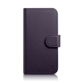  2w1 etui skórzany pokrowiec z klapką iPhone 14 Pro Anti-RFID Wallet Case ciemnofioletowy - zdj. dodatkowe 1