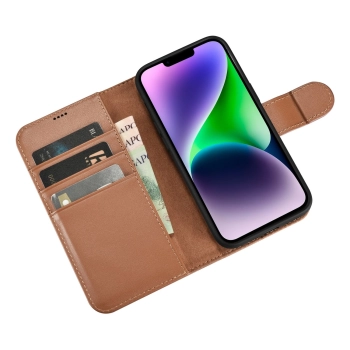  2w1 etui skórzany pokrowiec z klapką iPhone 14 Plus Anti-RFID Wallet Case brązowy - zdj. dodatkowe 8