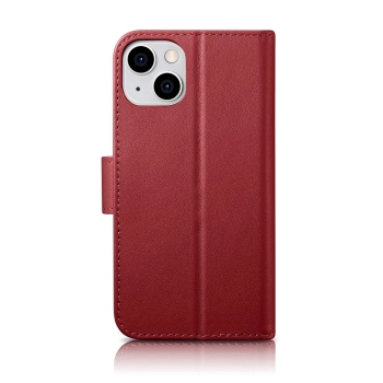  2w1 etui skórzany pokrowiec z klapką iPhone 14 Plus Anti-RFID Wallet Case czerwony - zdj. dodatkowe 2
