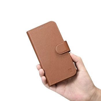  2w1 etui skórzany pokrowiec z klapką iPhone 14 Pro Max Anti-RFID Wallet Case brązowy - zdj. dodatkowe 9