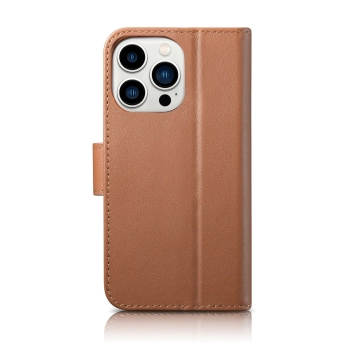  2w1 etui skórzany pokrowiec z klapką iPhone 14 Pro Max Anti-RFID Wallet Case brązowy - zdj. dodatkowe 2
