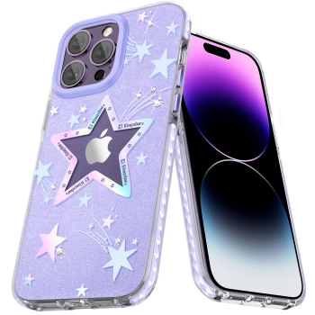 Etui pokrowiec w gwiazdki iPhone 14 Plus Heart Star Series PURPLE STAR - zdj. dodatkowe 1