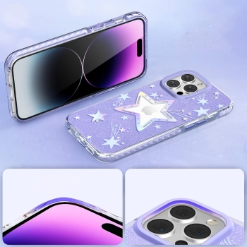  Etui pokrowiec w gwiazdki iPhone 14 Plus Heart Star Series PURPLE STAR - zdj. dodatkowe 5