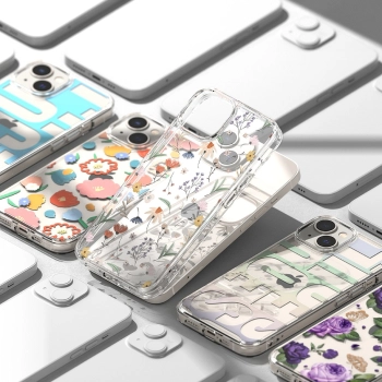  Pancerne etui pokrowiec z żelową ramką iPhone 14 Plus Fusion Design Floral przezroczysty - zdj. dodatkowe 3