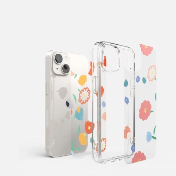  Pancerne etui pokrowiec z żelową ramką iPhone 14 Plus Fusion Design Floral przezroczysty - zdj. dodatkowe 4