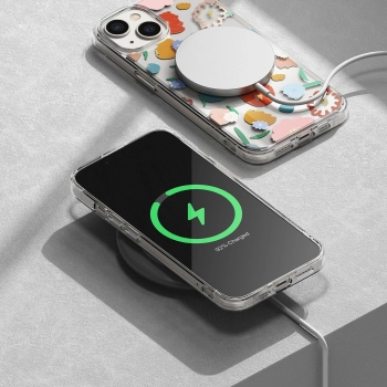  Pancerne etui pokrowiec z żelową ramką iPhone 14 Plus Fusion Design Floral przezroczysty - zdj. dodatkowe 7