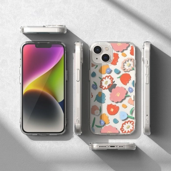  Pancerne etui pokrowiec z żelową ramką iPhone 14 Plus Fusion Design Floral przezroczysty - zdj. dodatkowe 8