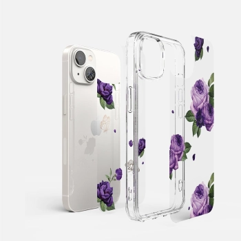  Pancerne etui pokrowiec z żelową ramką iPhone 14 Plus Fusion Design Purple Rose przezroczysty - zdj. dodatkowe 4