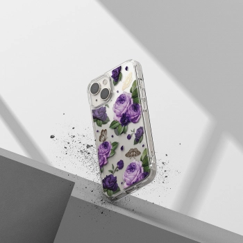  Pancerne etui pokrowiec z żelową ramką iPhone 14 Plus Fusion Design Purple Rose przezroczysty - zdj. dodatkowe 5