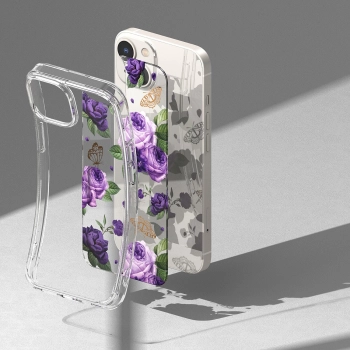  Pancerne etui pokrowiec z żelową ramką iPhone 14 Plus Fusion Design Purple Rose przezroczysty - zdj. dodatkowe 8