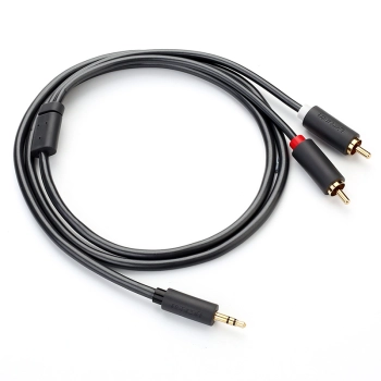  Kabel przewód audio 3.5 mm mini jack - 2x RCA 1.5m czarny - zdj. dodatkowe 3