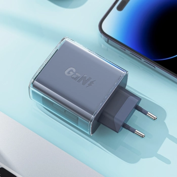  Ładowarka sieciowa GaN 65W 3 porty 1x USB 2x USB-C szara - zdj. dodatkowe 2