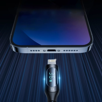  Kabel przewód do iPhone USB-C - Lightning z wyświetlaczem LED 36W 2m czarny - zdj. dodatkowe 2