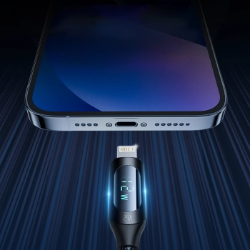  Kabel przewód do iPhone USB-A - Lightning z wyświetlaczem LED 2.4A 2m czarny - zdj. dodatkowe 3