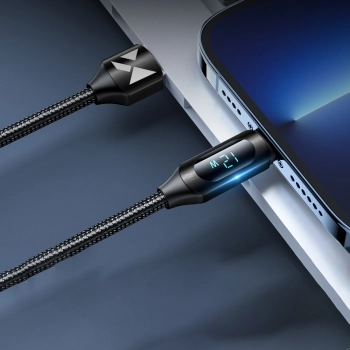  Kabel przewód do iPhone USB-A - Lightning z wyświetlaczem LED 2.4A 2m czarny - zdj. dodatkowe 5