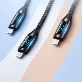  Kabel przewód do iPhone USB-A - Lightning z wyświetlaczem LED 2.4A 1m czarny - zdj. dodatkowe 4