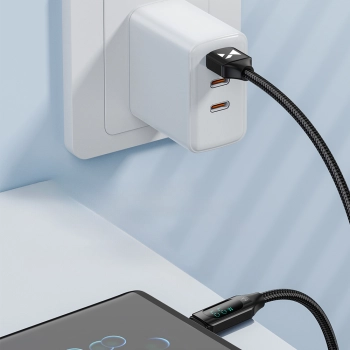  Kabel przewód USB-A - USB-C z wyświetlaczem LED 66W 6A 2m czarny - zdj. dodatkowe 3