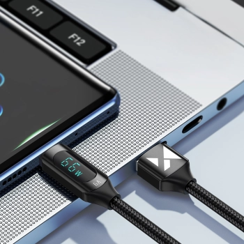  Kabel przewód USB-A - USB-C z wyświetlaczem LED 66W 6A 2m czarny - zdj. dodatkowe 4