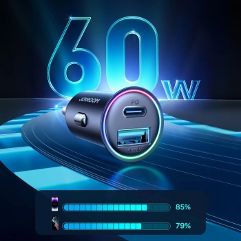  Mini ładowarka samochodowa 60W USB-A QC3.0 USB-C PD czarna - zdj. dodatkowe 9
