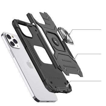  Pancerne etui pokrowiec + magnetyczny uchwyt iPhone 13 Pro Ring Armor niebieski - zdj. dodatkowe 2