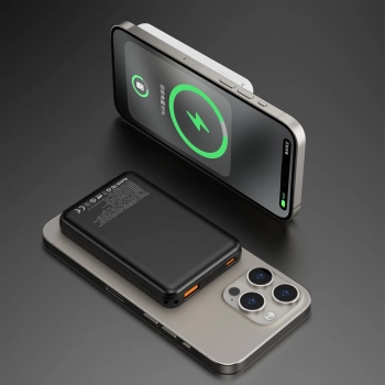  Powerbank 5000mAh magnetyczny z ładowarką indukcyjną MagSafe czarny - zdj. dodatkowe 4