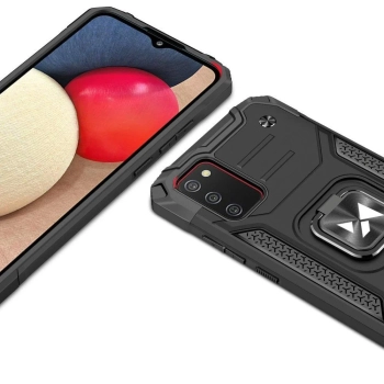  Pancerne etui pokrowiec + magnetyczny uchwyt Samsung Galaxy A03s Ring Armor czarny - zdj. dodatkowe 1