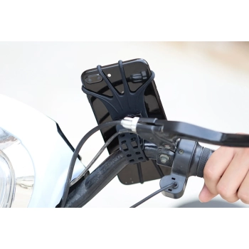  Obrotowy silikonowy uchwyt rowerowy na telefon z odczepianym zaciskiem czarny - zdj. dodatkowe 2