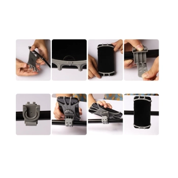  Obrotowy silikonowy uchwyt rowerowy na telefon z odczepianym zaciskiem czarny - zdj. dodatkowe 5