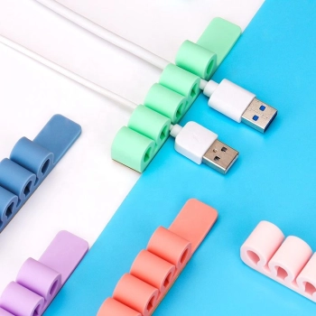  Silikonowy organizer biurowy do kabli przewodów długopisów fioletowy - zdj. dodatkowe 5