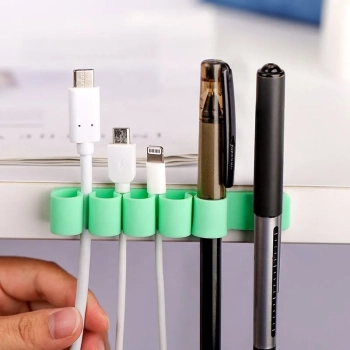  Silikonowy organizer biurowy do kabli przewodów długopisów pomarańczowy - zdj. dodatkowe 4