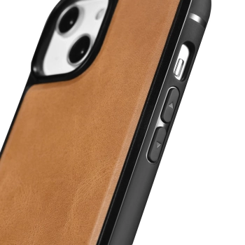  Etui pokryte naturalną skórą do iPhone 14 Leather Oil Wax jasny brąz - zdj. dodatkowe 1