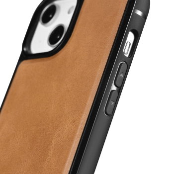  Etui pokryte naturalną skórą do iPhone 14 Plus Leather Oil Wax jasny brąz - zdj. dodatkowe 1