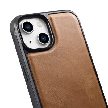  Etui pokryte naturalną skórą do iPhone 14 Plus Leather Oil Wax jasny brąz - zdj. dodatkowe 8