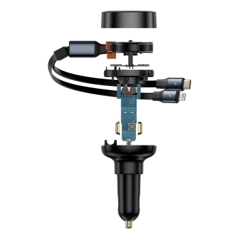  Ładowarka samochodowa z USB-C i ze zwijanym kablem USB-C iPhone 60W czarny - zdj. dodatkowe 3