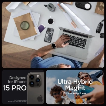  Etui Ultra Hybrid Mag z MagSafe na iPhone 15 Pro szaro-czarne - zdj. dodatkowe 9