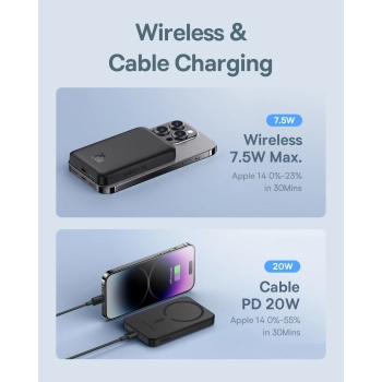  Mini powerbank 5000mAh 20W + kabel USB-C 20V / 3A czarny - zdj. dodatkowe 8