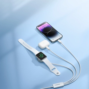 3w1 Kabel przewód USB-A z ładowarka indukcyjną + 2x iPhone Lightning 1.2m biały - zdj. dodatkowe 7