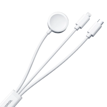  3w1 Kabel przewód USB-A z ładowarka indukcyjną + 1x iPhone Lightning + 1x USB-C 1.2m biały - zdj. dodatkowe 3