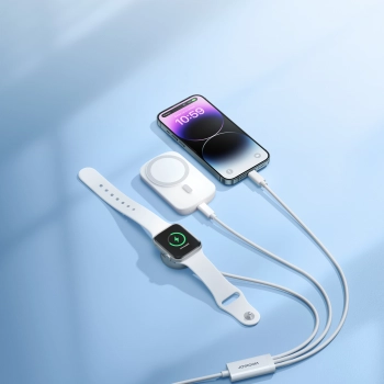  3w1 Kabel przewód USB-A z ładowarka indukcyjną + 1x iPhone Lightning + 1x USB-C 1.2m biały - zdj. dodatkowe 7