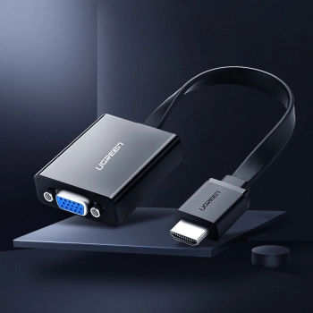  Adapter przejściówka HDMI - VGA micro USB AUX audio 3.5 mm mini jack czarny - zdj. dodatkowe 1