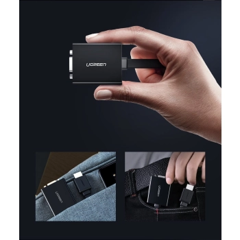  Adapter przejściówka HDMI - VGA micro USB AUX audio 3.5 mm mini jack czarny - zdj. dodatkowe 8