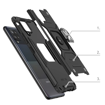  Pancerne etui pokrowiec + magnetyczny uchwyt Samsung Galaxy A42 5G Ring Armor różowy - zdj. dodatkowe 2