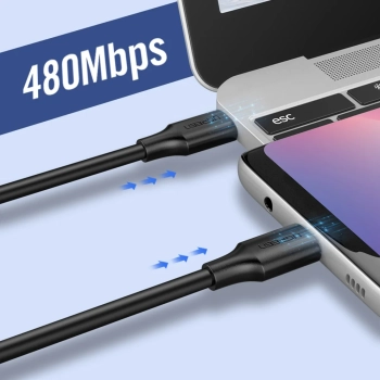  Kabel przewód USB-C do ładowania i transferu danych 3A 3m czarny - zdj. dodatkowe 6