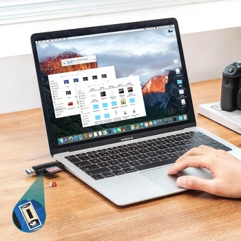  Adapter 2 wtyczki USB-A i USB-C czytnik kart SD i micro SD czarny - zdj. dodatkowe 8