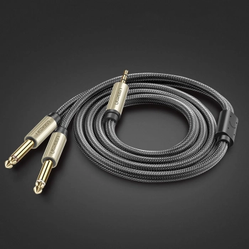 Kabel przewód audio mini jack 3.5 mm - 2 x jack 6.35mm 2m szary - zdj. dodatkowe 7